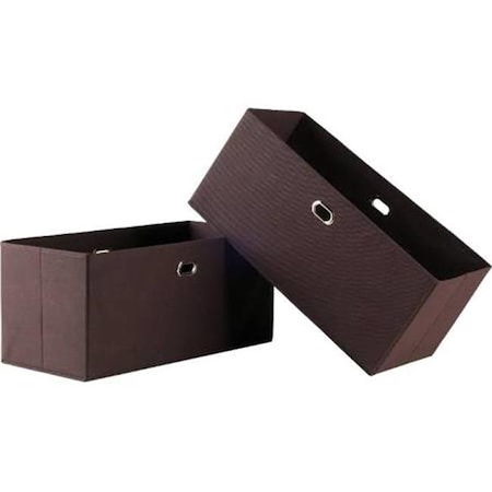 Winsome Trading Winsome Trading 38222 2 PieceTorino Folding Fabric Baskets Set; Chocolate 38222